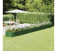 puraday Jardinière de Jardin Acier Enduit de Poudre 620x80x36 cm Vert Lit Surélevé de Cour Thermolaqué Contre Rouille Terrasse Pot à Fleurs de Forme Ovale Grand Espace Facile à Assembler