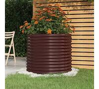 puraday Jardinière de Jardin Acier Enduit de Poudre 80x80x68 cm Marron Pot de Fleurs de Forme Ronde Décorer Balcon Patio Lit Surélevé Grand Espace Planter Légumes Aromates Herbes Plantes