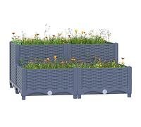 puraday Jardinière de Jardin avec 2 Etages 80x80x38 cm Gris Foncé Polypropylène Lit de Plantation Offre Suffisamment d’Espace Pot de Terrasse Balcon pour Plantes Légumes Herbes Aromates Fleurs