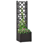 puraday Jardinière de Jardin avec Treillis Anthracite 43x43x142 cm PP Lit Surélevé Elégant avec Système d’arrosage Automatique et Indicateur de Niveau Treillis Intégré Offre Support pour Plantes