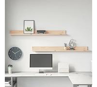puraday Lot de 2 étagères murales pour salon - 110 x 11 x 9 cm - En pin massif - Beaucoup d'espace de rangement - Bibliothèque - Compartiments ouverts - Fonction décorative - Chambre à coucher -