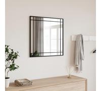 puraday Miroir Murale Noir 60x60 cm Carré Fer Enduit de Poudre Miroir Suspendu Installation Verticale et Horizontale Miroir Décoratif Offre Image Claire Décorer Salon Salle de Bain