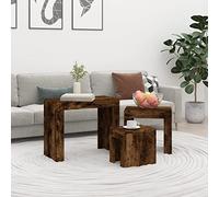 puraday Table Basse Table Dappoint Salon 61x30x50 cm 3 pcs Petite Table D’Appoint Table Gigogne Table Basse Rangement Table A Manger Table De Salon Basse Coffee Table Set Chêne Fumé