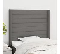 puraday Tête de lit réglable en hauteur Accessoires de lit Excellent soutien avec oreilles Meubles de chambre à coucher Design élégant Revêtement mural Gris foncé 103 x 16 x 118/128 cm