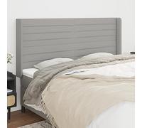 puraday Tête de lit réglable en hauteur Accessoires de lit Excellent soutien avec oreilles Meubles de chambre à coucher Design élégant Revêtement mural Gris clair 203 x 16 x 118/128 cm
