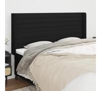 puraday Tête de lit réglable en hauteur Accessoires de lit Excellent soutien avec oreilles Meubles de chambre à coucher Design élégant Revêtement mural Noir 183 x 16 x 118/128 cm