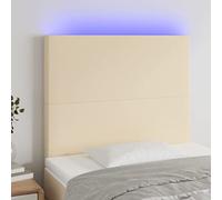 puraday Tête de lit réglable en hauteur Accessoires de lit Tête de lit LED Excellent soutien Meubles de chambre à coucher Design élégant Revêtement mural Crème 100 x 5 x 118/128 cm