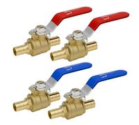 PURAGEIR Lot de 4 robinets à boisseau sphérique en laiton Pex 1/2" x 1/2" pour eau chaude et froide, quart de tour à port complet, robinet d'arrêt Pex 1/2", certifié UPC