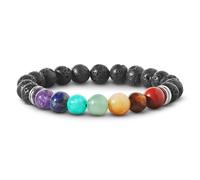 PURAJA Bracelet de chakra en pierres précieuses authentiques | Bracelet en pierres naturelles de première qualité | Pour plus d'harmonie et d'équilibre | 7 chakras et perles de pierre de lave