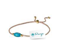 PURAJA Bracelet de pierres précieuses dames | Avec perles en acier inoxydable plaqué or véritable 18k | Fait main | Bracelet porte-bonheur dames | Encourageant