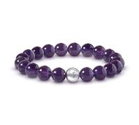 PURAJA Bracelet en pierres précieuses en véritable pierre naturelle | Bracelet boule de 8 mm avec perle en argent sterling 925