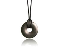 PURAJA Pendentif en pierre précieuse authentique: Pyrite | Collier en cristal avec pendentif donut et ruban en corde de qualité | Pierre de guérison/porte-bonheur en minéraux de haute qualité