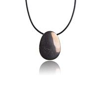 PURAJA Pendentif en pierre précieuse en véritable pierre naturelle: Pyrite | Chaîne en cristal avec pendentif en forme de goutte y compris un noble cordon | Pierre de guérison/porte-bonheur