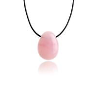 PURAJA Pendentif en pierre précieuse en véritable pierre naturelle: Quartz rose | Chaîne en cristal avec pendentif en forme de goutte y compris un noble cordon | Pierre de guérison/porte-bonheur