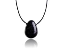 PURAJA Pendentif en pierre précieuse en véritable pierre naturelle: Tourmaline (Schorl) | Chaîne en cristal avec pendentif en forme de goutte y compris un noble cordon | Pierre de porte-bonheur
