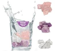 PURAJA Set de base pour revitaliser l'eau avec des pierres précieuses | Cristaux Premium | Pierres naturelles : Quartz rose, Améthyste, Cristal de roche