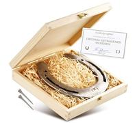 PURAJA Véritable fer à cheval porté | Porte-bonheur pour un emménagement, une naissance, un baptême, un mariage ou comme cadeau de nouvel an | Certificat d'authenticité inclus