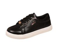 Puramala Baskets pour femme avec semelle épaisse - Chaussures à lacets décontractées - Chaussures de loisirs confortables pour le quotidien et les balades en ville, Style J01 Noir, 38.5 EU