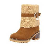 Puramala Bottes d'hiver doublées pour femme - Bottes de neige chaudes avec semelle antidérapante et motif rayé décontracté - Bottines confortables pour les jours froids, Style V03 Jaune, 40 EU