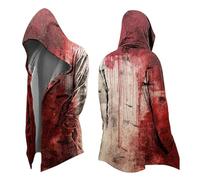 Puramala Cardigan Homme Rétro avec Imprimé Sanglant Horreur Sweat a Capuche Viking Mystérieux Veste Homme Mi Saison Médiéval Costume Halloween Deguisement Halloween Adulte Qui Fait Peur pour Fête