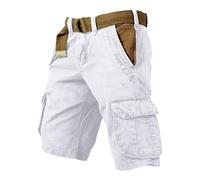 Puramala Short cargo pour homme, coupe régulière, en toile robuste avec poches latérales profondes et ceinture incluse, pantalon d'été résistant pour les randonnées en montagne et les projets de