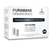 Puramane - Marque Française : Cartouche Filtrante pour Filtre Eau Robinet, Charbon actif, Purificateur d'eau multi-étapes, Filtration instantanée Anti Calcaire, X2 filtres inclus