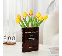 Puransen Vase à Fleurs en Acrylique pour décoration de Chambre esthétique - Style Livre pour Table Moderne, décoration d'intérieur pour Bureau, Chambre, Salon (Marron Transparent)