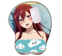 PUrar Fairy Tail Erza Scarlet Anime 3D Tapis de Souris en Silicone Doux pour Jeux de Bureau Accessoires de Bureau avec Support Poignet