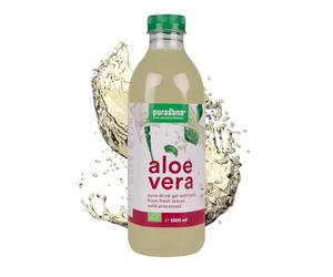 Purasana® Gel d'Aloe Vera Bio à Boire - Pur Aloe Vera Non Pasteurisé, Processus à Froid - Favorise Digestion, Endurance, Peau & Système Immunitaire - Sans Conservateurs, Vegan - 1 Litre
