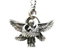 PURBLE Collier Pendentif Ange séraphin,Collier Pendentif amulette Seraphim Angel Wings - Amulette d'ailes d'ange, Fait à la Main Seraphim Pray Pendentif Longue chaîne Cou pour Hommes Femmes Bijoux