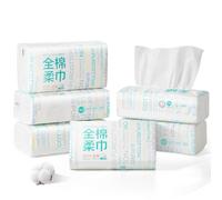 Purcotton Serviette jetable pour le visage, 100 % coton, biodégradable et non parfumée, 600 unités pour le démaquillage, les soins de la peau, les voyages, 20 x 20 cm