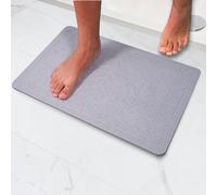 Pure 4Home Tapis de Bain Diatomite Antidérapant 60 x 39 cm | Sortie de Douche Super Absorbante Séchage Rapide | Pierre Naturelle Salle de Bain | Diatomite Stone Bath Mat (Flechas Gray)
