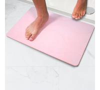 Pure 4Home Tapis de Bain Diatomite Antidérapant 60 x 39 cm | Sortie de Douche Super Absorbante Séchage Rapide | Pierre Naturelle Salle de Bain | Diatomite Stone Bath Mat (Waves Pink)