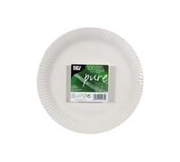 pure - Assiette - Taille 23 cm - rond - jetable - blanc (pack de 100)