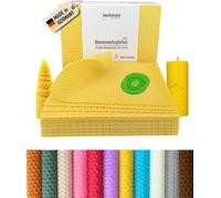 Pure Beeswax-Large Assorted Colours-From Germany,20 Plates 20 X 15 Cm,Honey Scent,Diy Candle Making-Yellow.[W512]