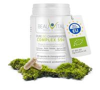 Pure Bio Champigons Complex 55+ 120 capsules de 500 mg de Cordyceps Hericium Reishi Agaricus Maitake Shiitake issu de l'agriculture biologique de l'UE