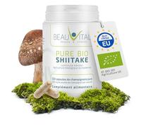 Pure Bio Shiitake 120 capsules chacune 500 mg Lentinula edodes poudre de champignons médicinaux de l'agriculture biologique de l'UE, végétalien, sans additifs artificiels