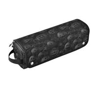 Pure Black Evil Halloween Citrouille Hot Hair Tools Sac de voyage avec tapis en fer double couche Étui de transport pour fers plats, fers à lisser, fers à friser, rangement essentiel pour femme