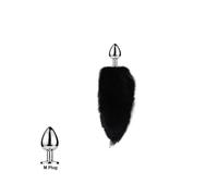 (Pure Black M)Tail Plug-in Fox Tail Cat Small Props Real Hair Small Tail Detachable Dog Playing Sp
