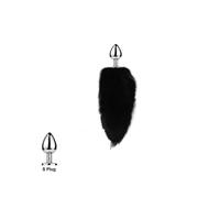 (Pure Black S)Tail Plug-in Fox Tail Cat Small Props Real Hair Small Tail Detachable Dog Playing Sp