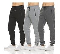 PURE CHAMP Lot de 3 pantalons de jogging en polaire pour homme avec poche zippée et cordon de serrage, tailles S à 3XL, Set 1, Taille L