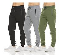 Pure Champ Lot de 3 Pantalons de Jogging en Polaire pour Homme avec Poche zippée et Cordon de Serrage, Tailles S à 3XL, Set 3, Taille M