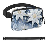 Pure Christmas Sac banane de neige pour homme et femme, sac banane à bandoulière avec poches à fermeture éclair, sac de taille imperméable avec sangle réglable pour l'entraînement, la course, les