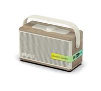 Pure Classic Aura Enceinte Bluetooth Portable 40W avec Batterie 10000mAh, Fonction Powerbank, lumière d’Ambiance, 30h autonomie, USB-C, entrée AUX, étanche IPX2 - Blanc Coton/Chêne