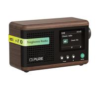 Pure Classic Mini Radio Numérique Portable Dab+ et FM avec Bluetooth 5.3, Batterie 15 Heures, Écran Couleur 2,4", Sangle de Transport, Noir Café/Noyer, Compact et léger