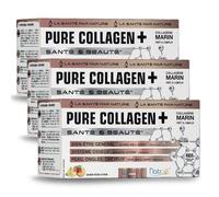 PURE COLLAGENE MARIN + ACIDE HYALURONIQUE Lot de 3 - Enrichi en Zinc, Vitamine E, Sélénium - Complément Alimentaire Peau, Cheveux et Ongles - Saveur Pêche Citron - Laboratoire Français Eric Favre