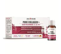 PURE COLLAGENE MARIN + ACIDE HYALURONIQUE - Enrichi en Zinc, Vitamine E, Sélénium - Complément Alimentaire Peau, Cheveux et Ongles - 10 Fioles de 15ml - Saveur Pêche/Citron - Eric Favre