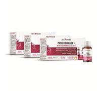 PURE COLLAGENE MARIN + ACIDE HYALURONIQUE Lot de 3 - Enrichi en Zinc, Vitamine E, Sélénium - Complément Alimentaire Peau, Cheveux et Ongles - Saveur Pêche Citron - Laboratoire Français Eric Favre