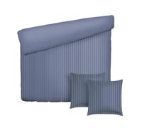 Pure Cotton Parure de lit 3 Pièces 2 Personnes - Housse de Couette 260x240cm & 2 taies d'oreiller 63x63cm -100% Satin de Coton Rayures tissé Dobby, 80 Fils/cm², 120 GSM- Oeko-TEX®- Dobby Bleue