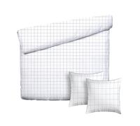 Pure Cotton Parure de lit 3 Pièces 2 Personnes - Housse de Couette 260x240cm & 2 taies d'oreiller 63x63cm - 100% Satin de Coton, 80 Fils/cm², 120 GSM - Certifié Oeko-TEX®- Carreaux - Blanc/Bleu